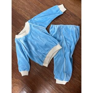 NWOT Vintage Babyfair Light Blue Velour Tracksuit Set 24 Months Outfit New